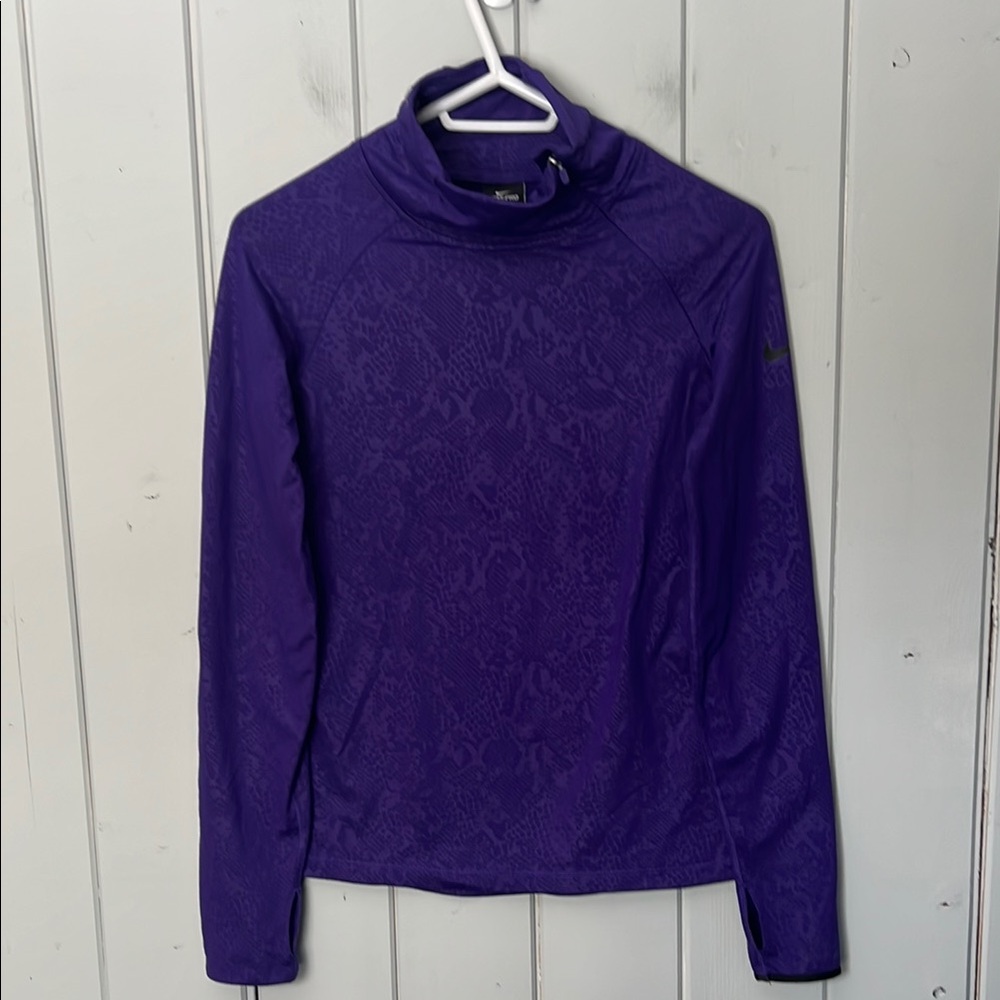 Womens Nike Pro Dri Fit Pullover Embossed Heights Vixen Printed Purple Medium